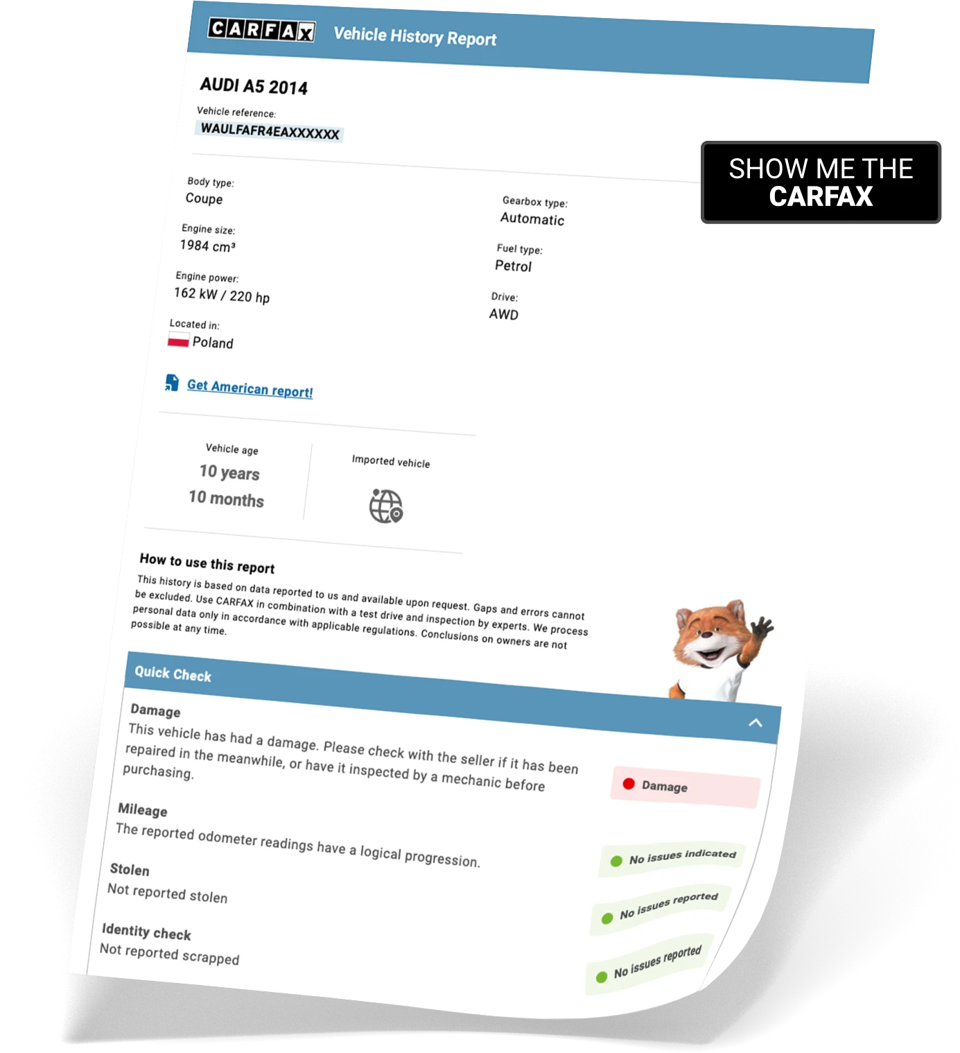 CarVinFix Vehicle History Report Preview